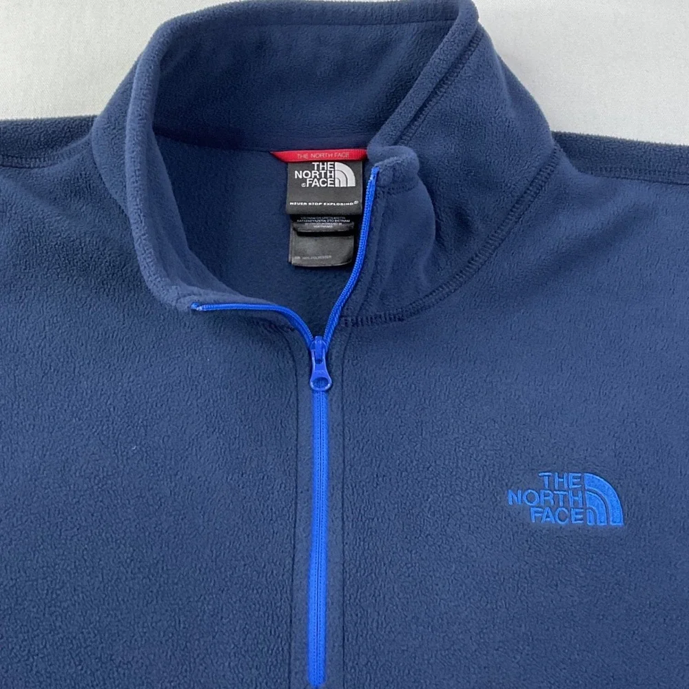 The North Face Mens Navy Blue XL Quarter Zip Fleece Pullover Mock Neck